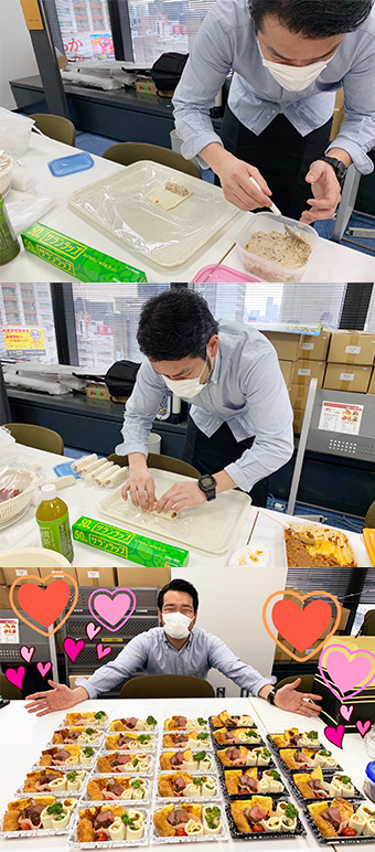 1000回記念愛ランチ<br>(タコのチリコンカン風サンド/里芋のコロッケ/田舎風オムレツ/塩ツナサンド/ピーナッツバナナサンド/ローストビーフ)